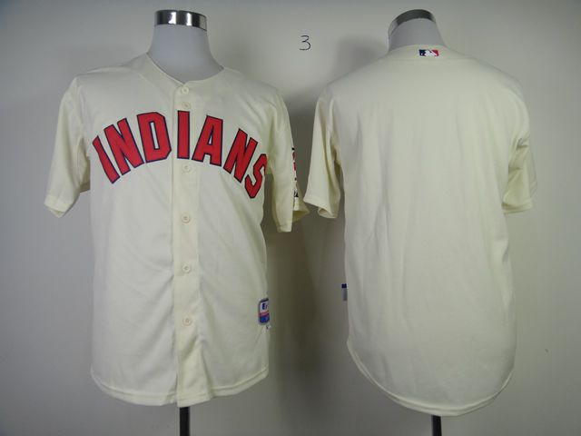 Men Cleveland Indians Blank Cream MLB Jerseys